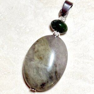 2/$20, Natural Dark Green Jasper Pendant, Genuine Gemstone Pendant